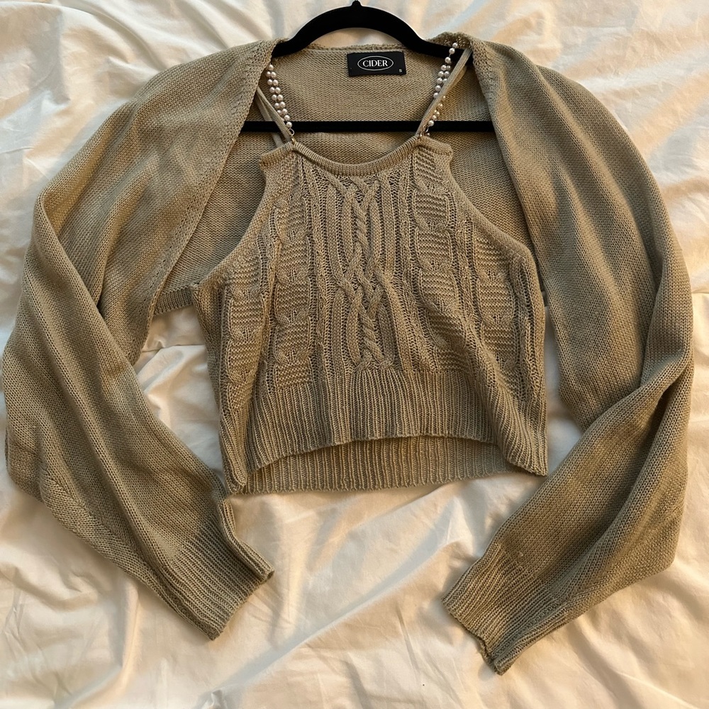 Pearl strap cami with shrug